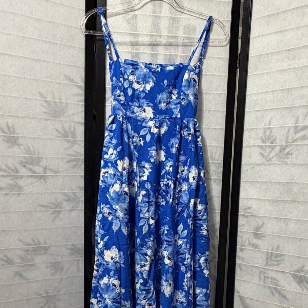 Flying Tomato Maxi Dress Small Blue Floral Backless Tie Back Boho Cottagecore‎ - Picture 8 of 11